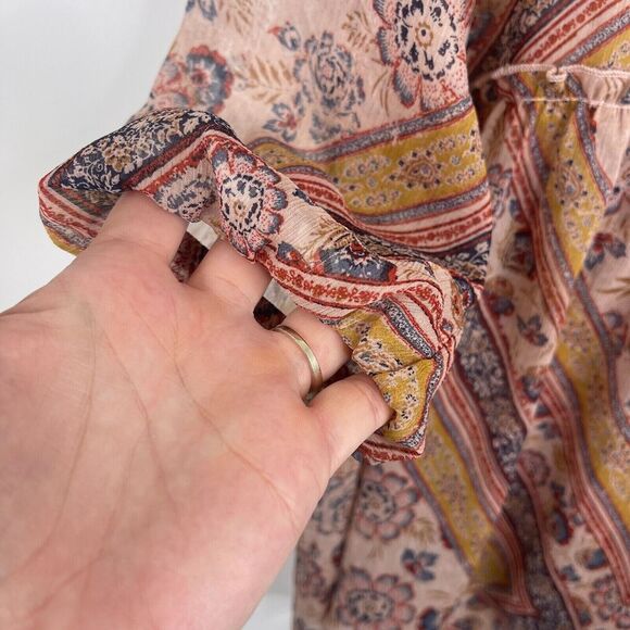 Knox Rose Womens Blouse Size S Floral 3/4 Sleeve Semi Sheer‎ Boho Peasant - Picture 5 of 6